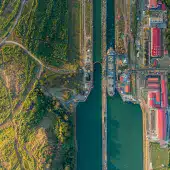Ship passing through a canal